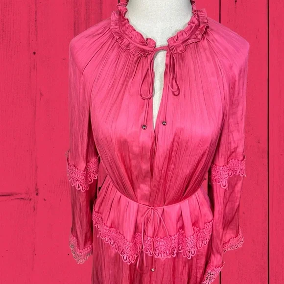 strapless hot pink prom dress Amarra 88228 Size 2 Fuchsia Fitted Hot Stone Prom Dress Plunging Neckline Stretch Lycra V Neckline Sheer Cutouts main image 1